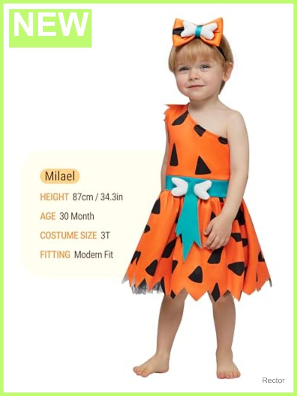 Toddler Halloween Caveman Costume Dress with Headband One-Shoulder - Picture 3 of 6